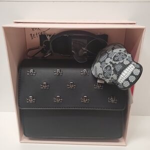 Betsey Johnson Black Skull Embellished Crossbody Bag